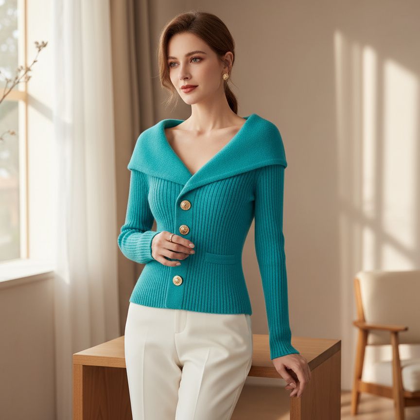 Salomé™ | Cardigan col large en maille chic