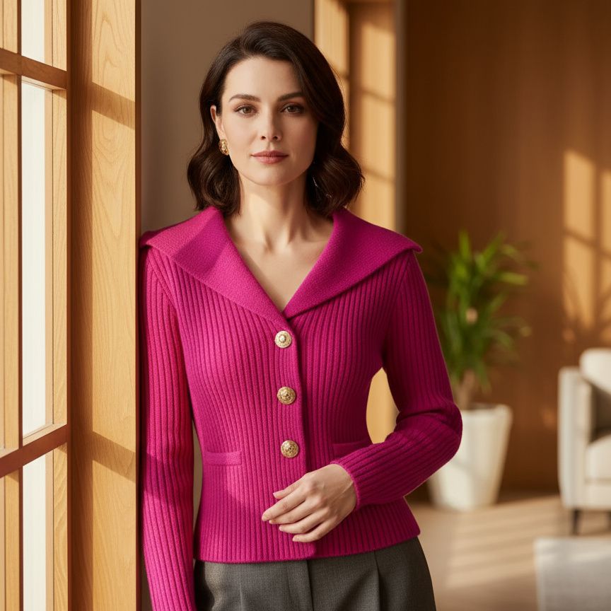 Salomé™ | Cardigan col large en maille chic
