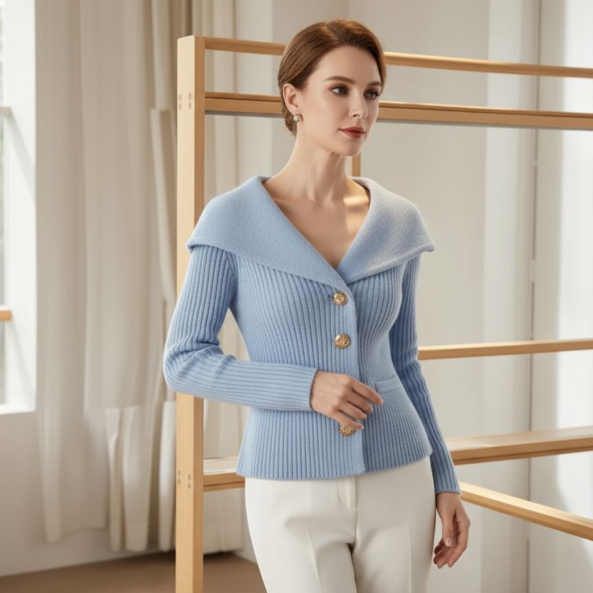 Salomé™ | Cardigan col large en maille chic