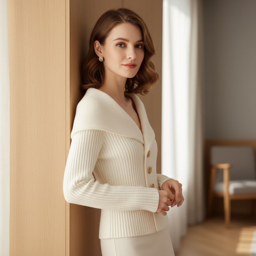 Salomé™ | Cardigan col large en maille chic