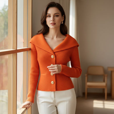 Salomé™ | Cardigan col large en maille chic